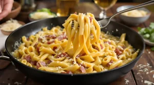 Avec du jambon cru et un peu de crème, j’ai préparé ces pâtes ultra gourmandes en 15 minutes